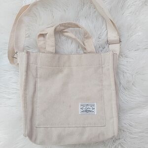 Beige Canvas Tote Bag-Adjustable Strap, Fits Book & Wallet”